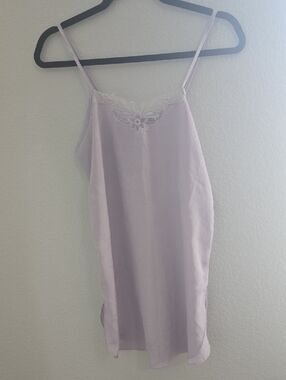Lavender Lace-Trim Slip Dress with Adjustable Straps